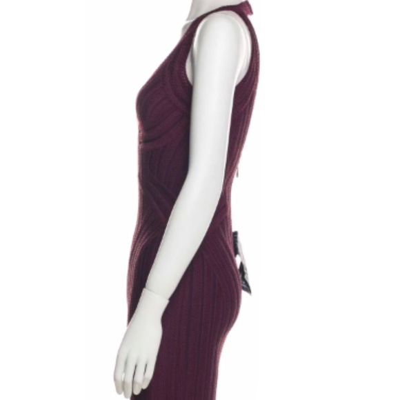 Herve Leger NWT wine v-neck mini dress - Picture 2 of 4